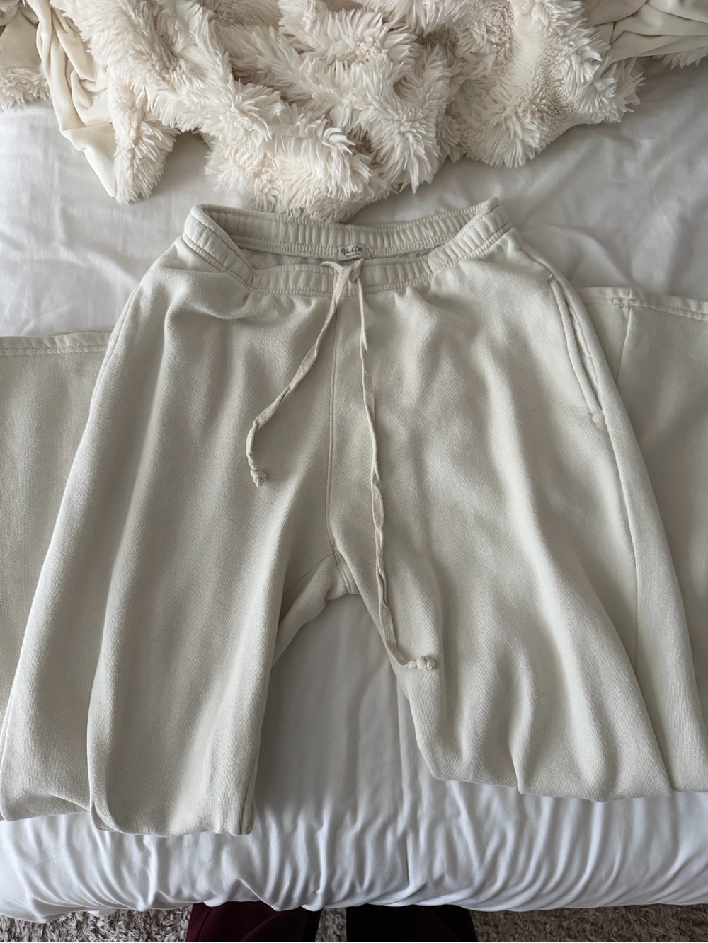 Brandy Melville Cream Wide Leg Sweatpants